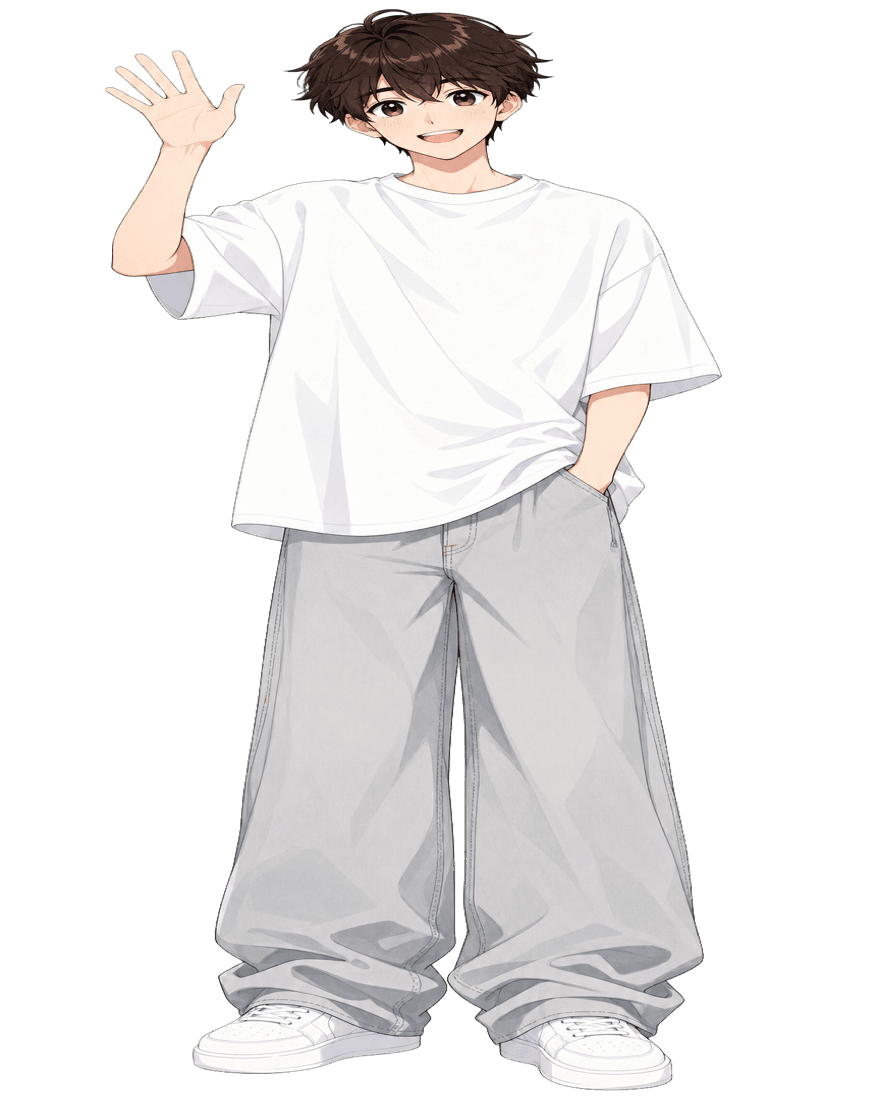 มาสคอต MinimalJP กำลังโบกมือทักทาย